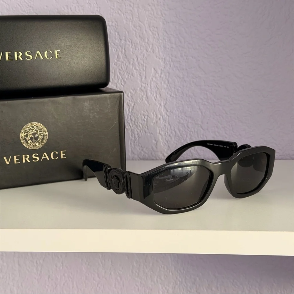New! Versace Glossy Black Sunglasses Mod.4361 5360/87, Authentic